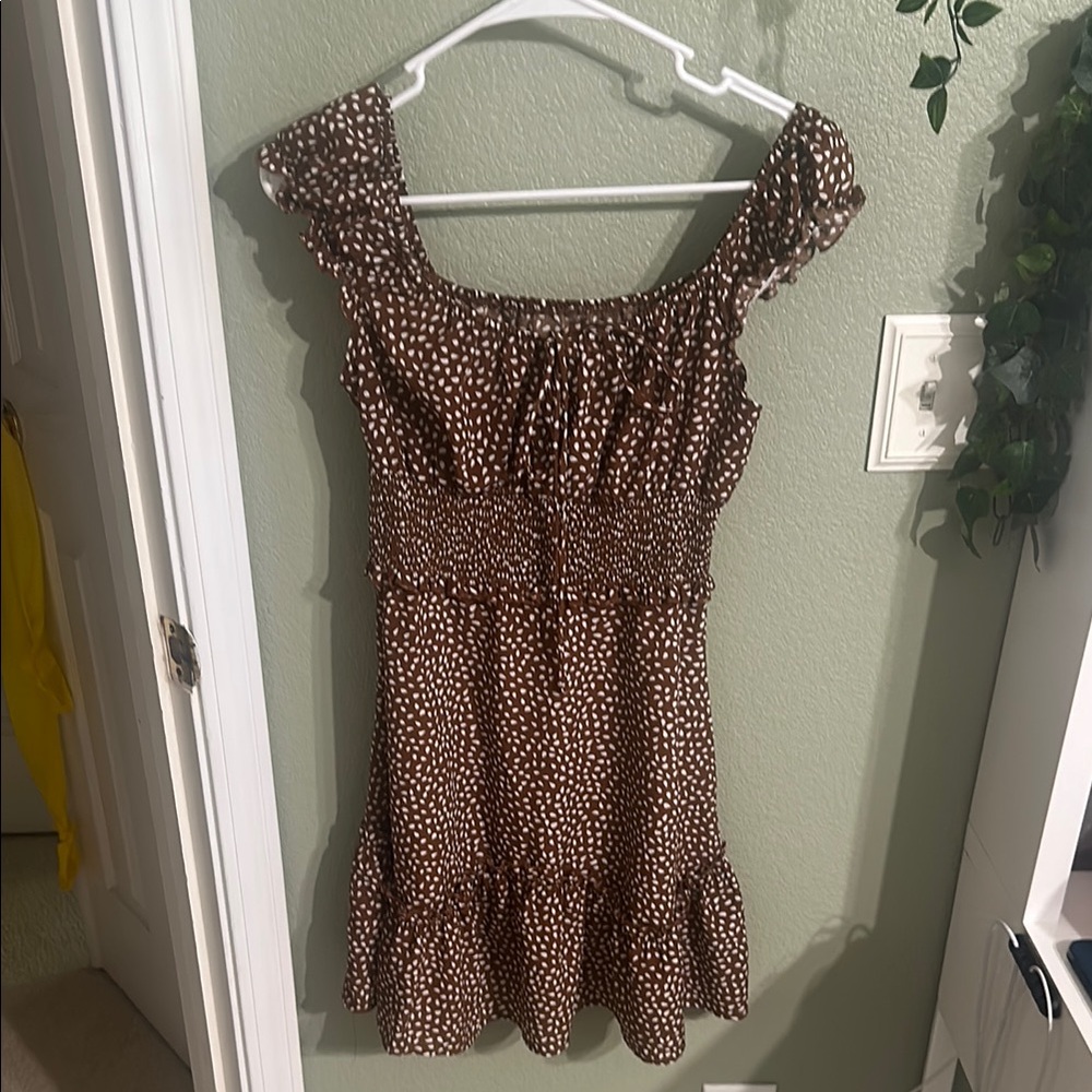 Amazon Brown Polka Dot Mini Dress